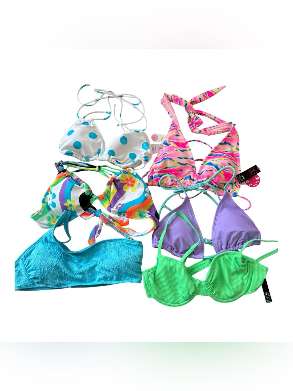 NOBO Bikini Swim Tops Lot of 6 NWT Womens Triangle Bandeau Mix Medium
